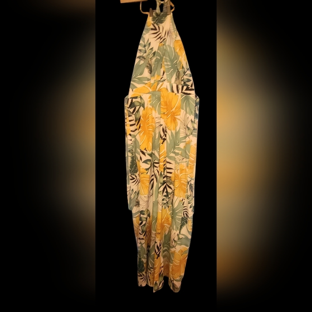 HYFVE Yellow Green Floral Halter Jumpsuit
